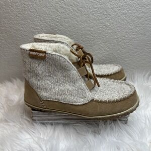 $33 🌙 Minnetonka Women's Moccasin Torrey Pile-Lined Slippers Ankle Boots Size 7